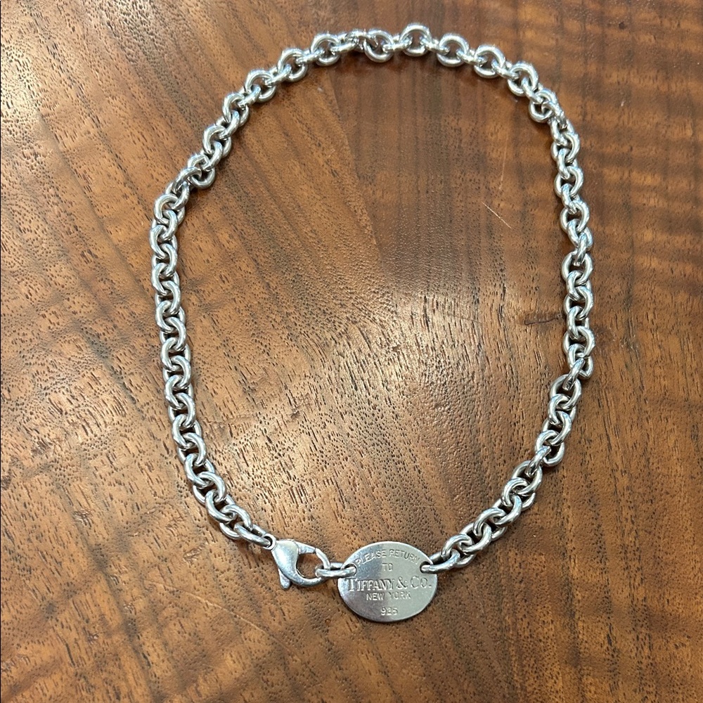 Tiffany & Co. Silver Oval Tag Necklace